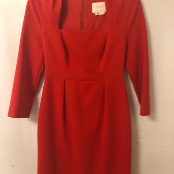 Kate Spade Red Holiday Dress❤️ Sheila Square Neck Dress - Picture 6 of 8